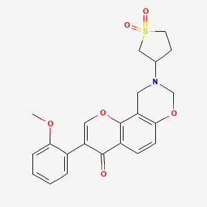 molecular formula C22H21NO6S B2623927 9-(1,1-dioxidotetrahydrothiophen-3-yl)-3-(2-methoxyphenyl)-9,10-dihydro-4H,8H-chromeno[8,7-e][1,3]oxazin-4-one CAS No. 946293-50-1