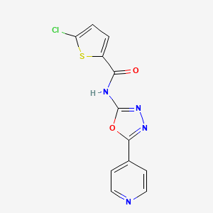 molecular formula C12H7ClN4O2S B2623936 5-chloro-N-(5-pyridin-4-yl-1,3,4-oxadiazol-2-yl)thiophene-2-carboxamide CAS No. 862825-05-6