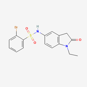 molecular formula C16H15BrN2O3S B2623937 2-bromo-N-(1-ethyl-2-oxoindolin-5-yl)benzenesulfonamide CAS No. 921556-44-7