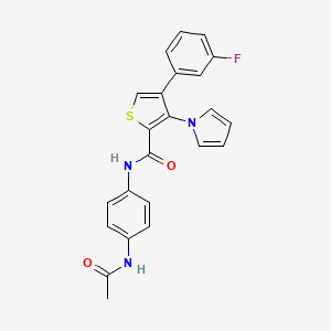 molecular formula C23H18FN3O2S B2623942 N-(4-acetamidophenyl)-4-(3-fluorophenyl)-3-(1H-pyrrol-1-yl)thiophene-2-carboxamide CAS No. 1251693-50-1