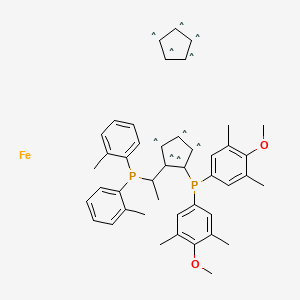 molecular formula C46H54FeO2P2 B2623944 (R)-1-[(S)-2-[Bis(4-methoxy-3,5-dimethylphenyl) phosphino]ferrocenyl]ethyldi-o-tolylphosphine CAS No. 849924-49-8