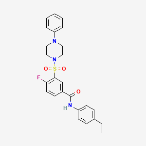 molecular formula C25H26FN3O3S B2623945 N-(4-ethylphenyl)-4-fluoro-3-((4-phenylpiperazin-1-yl)sulfonyl)benzamide CAS No. 451476-52-1