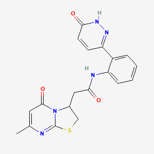 2-(7-methyl-5-oxo-3,5-dihydro-2H-thiazolo[3,2-a]pyrimidin-3-yl)-N-(2-(6-oxo-1,6-dihydropyridazin-3-yl)phenyl)acetamide