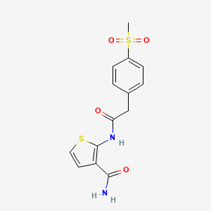 molecular formula C14H14N2O4S2 B2623959 2-(2-(4-(Methylsulfonyl)phenyl)acetamido)thiophene-3-carboxamide CAS No. 941883-79-0