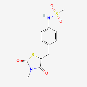 molecular formula C12H14N2O4S2 B2623969 N-{4-[(3-methyl-2,4-dioxo-1,3-thiazolan-5-yl)methyl]phenyl}methanesulfonamide CAS No. 860785-17-7