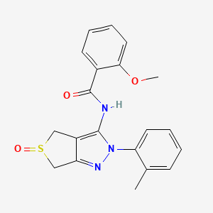 molecular formula C20H19N3O3S B2623973 2-methoxy-N-(5-oxido-2-(o-tolyl)-4,6-dihydro-2H-thieno[3,4-c]pyrazol-3-yl)benzamide CAS No. 1007551-32-7
