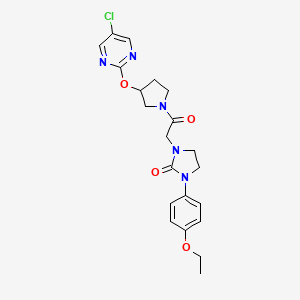 molecular formula C21H24ClN5O4 B2623974 1-(2-(3-((5-Chloropyrimidin-2-yl)oxy)pyrrolidin-1-yl)-2-oxoethyl)-3-(4-ethoxyphenyl)imidazolidin-2-one CAS No. 2034470-48-7