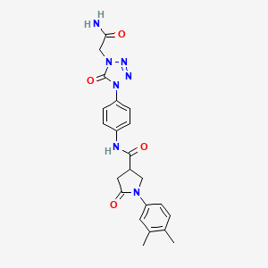 N-(4-(4-(2-amino-2-oxoethyl)-5-oxo-4,5-dihydro-1H-tetrazol-1-yl)phenyl)-1-(3,4-dimethylphenyl)-5-oxopyrrolidine-3-carboxamide