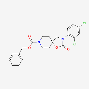 molecular formula C21H20Cl2N2O4 B2624011 Benzyl 3-(2,4-dichlorophenyl)-2-oxo-1-oxa-3,8-diazaspiro[4.5]decane-8-carboxylate CAS No. 1354448-61-5