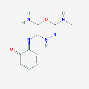 molecular formula C10H11N5O2 B262403 (6E)-6-[[6-amino-2-(methylamino)-4H-1,3,4-oxadiazin-5-yl]imino]cyclohexa-2,4-dien-1-one 