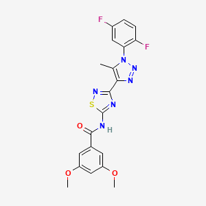 molecular formula C20H16F2N6O3S B2624045 N-{3-[1-(2,5-difluorophenyl)-5-methyl-1H-1,2,3-triazol-4-yl]-1,2,4-thiadiazol-5-yl}-3,5-dimethoxybenzamide CAS No. 895108-51-7