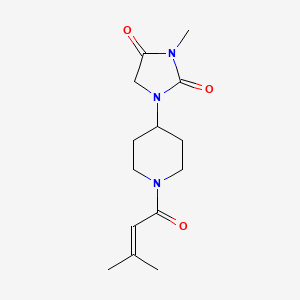 molecular formula C14H21N3O3 B2624049 3-Methyl-1-(1-(3-methylbut-2-enoyl)piperidin-4-yl)imidazolidine-2,4-dione CAS No. 2180010-61-9