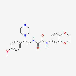 molecular formula C24H30N4O5 B2624059 N1-(2,3-dihydrobenzo[b][1,4]dioxin-6-yl)-N2-(2-(4-methoxyphenyl)-2-(4-methylpiperazin-1-yl)ethyl)oxalamide CAS No. 898451-52-0