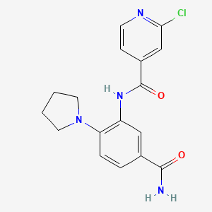 molecular formula C17H17ClN4O2 B2624060 N-[5-carbamoyl-2-(pyrrolidin-1-yl)phenyl]-2-chloropyridine-4-carboxamide CAS No. 1111570-84-3