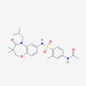 molecular formula C24H31N3O5S B2624061 N-(4-(N-(5-isobutyl-3,3-dimethyl-4-oxo-2,3,4,5-tetrahydrobenzo[b][1,4]oxazepin-7-yl)sulfamoyl)-3-methylphenyl)acetamide CAS No. 922133-05-9