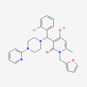 molecular formula C27H27ClN4O3 B2624063 3-((2-chlorophenyl)(4-(pyridin-2-yl)piperazin-1-yl)methyl)-1-(furan-2-ylmethyl)-4-hydroxy-6-methylpyridin-2(1H)-one CAS No. 897612-38-3