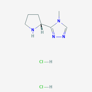 molecular formula C7H14Cl2N4 B2624064 4-Methyl-3-[(2R)-pyrrolidin-2-yl]-1,2,4-triazole;dihydrochloride CAS No. 2490322-60-4