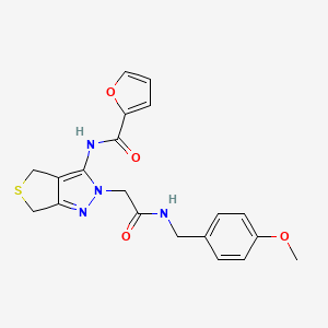 molecular formula C20H20N4O4S B2624069 N-(2-(2-((4-methoxybenzyl)amino)-2-oxoethyl)-4,6-dihydro-2H-thieno[3,4-c]pyrazol-3-yl)furan-2-carboxamide CAS No. 1105218-62-9