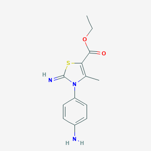 molecular formula C13H15N3O2S B262409 Ethyl 3-(4-aminophenyl)-2-imino-4-methyl-1,3-thiazole-5-carboxylate 