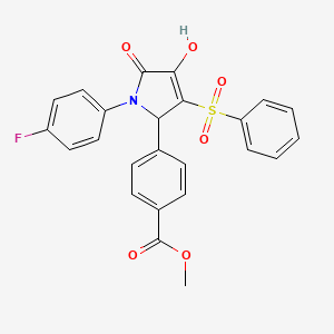 molecular formula C24H18FNO6S B2624092 methyl 4-(1-(4-fluorophenyl)-4-hydroxy-5-oxo-3-(phenylsulfonyl)-2,5-dihydro-1H-pyrrol-2-yl)benzoate CAS No. 1358683-14-3