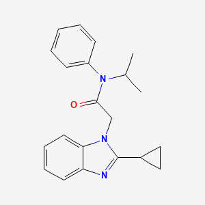 molecular formula C21H23N3O B2624101 2-(2-cyclopropyl-1H-1,3-benzodiazol-1-yl)-N-phenyl-N-(propan-2-yl)acetamide CAS No. 882325-37-3