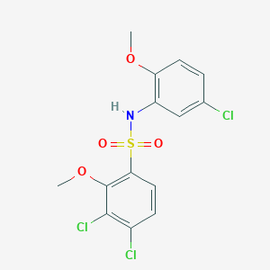 molecular formula C14H12Cl3NO4S B2624110 3,4-dichloro-N-(5-chloro-2-methoxyphenyl)-2-methoxybenzene-1-sulfonamide CAS No. 2305383-57-5