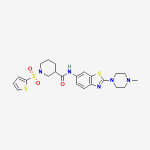 molecular formula C22H27N5O3S3 B2624112 N-(2-(4-methylpiperazin-1-yl)benzo[d]thiazol-6-yl)-1-(thiophen-2-ylsulfonyl)piperidine-3-carboxamide CAS No. 1211421-78-1