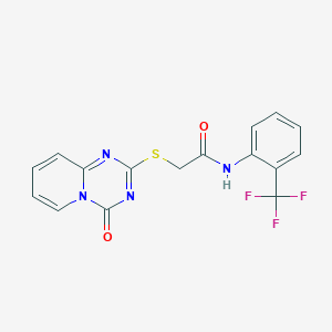 molecular formula C16H11F3N4O2S B2624120 2-(4-oxopyrido[1,2-a][1,3,5]triazin-2-yl)sulfanyl-N-[2-(trifluoromethyl)phenyl]acetamide CAS No. 896327-45-0