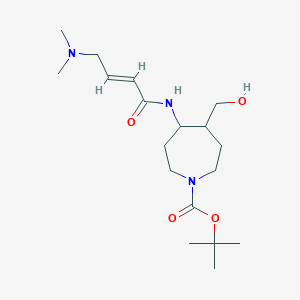 molecular formula C18H33N3O4 B2624134 Tert-butyl 4-[[(E)-4-(dimethylamino)but-2-enoyl]amino]-5-(hydroxymethyl)azepane-1-carboxylate CAS No. 2411338-24-2