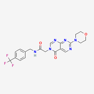 molecular formula C20H19F3N6O3 B2624140 2-(7-morpholino-4-oxopyrimido[4,5-d]pyrimidin-3(4H)-yl)-N-(4-(trifluoromethyl)benzyl)acetamide CAS No. 1286732-47-5