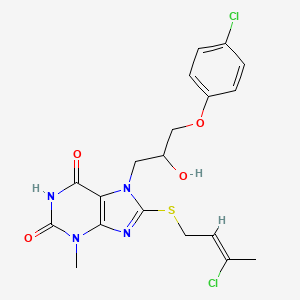molecular formula C19H20Cl2N4O4S B2624148 8-[(Z)-3-chlorobut-2-enyl]sulfanyl-7-[3-(4-chlorophenoxy)-2-hydroxypropyl]-3-methylpurine-2,6-dione CAS No. 331726-24-0