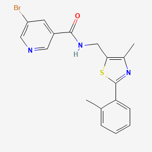 molecular formula C18H16BrN3OS B2624151 5-bromo-N-((4-methyl-2-(o-tolyl)thiazol-5-yl)methyl)nicotinamide CAS No. 1448036-47-2