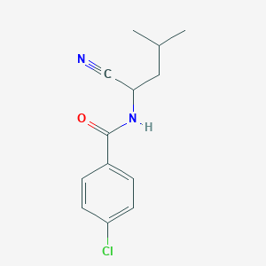 molecular formula C13H15ClN2O B2624156 4-chloro-N-(1-cyano-3-methylbutyl)benzamide CAS No. 1267555-49-6