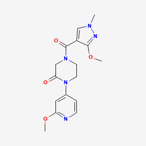 molecular formula C16H19N5O4 B2624159 4-(3-Methoxy-1-methylpyrazole-4-carbonyl)-1-(2-methoxypyridin-4-yl)piperazin-2-one CAS No. 2380167-72-4