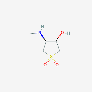 molecular formula C5H11NO3S B2624162 trans-4-(Methylamino)tetrahydrothiophene-3-ol 1,1-dioxide CAS No. 1212106-05-2