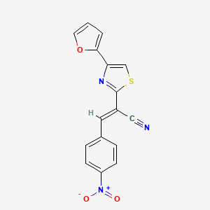 molecular formula C16H9N3O3S B2624163 (E)-2-(4-(furan-2-yl)thiazol-2-yl)-3-(4-nitrophenyl)acrylonitrile CAS No. 868154-83-0