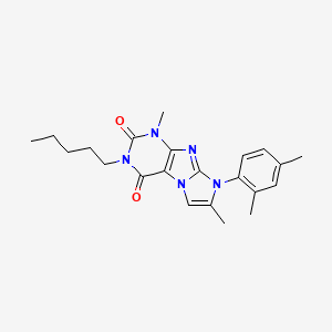 molecular formula C22H27N5O2 B2624164 6-(2,4-Dimethylphenyl)-4,7-dimethyl-2-pentylpurino[7,8-a]imidazole-1,3-dione CAS No. 904371-83-1