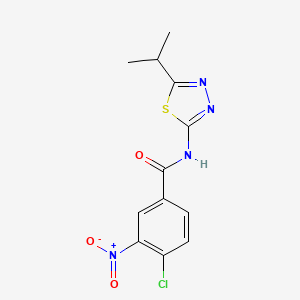 molecular formula C12H11ClN4O3S B2624176 4-chloro-N-(5-isopropyl-1,3,4-thiadiazol-2-yl)-3-nitrobenzamide CAS No. 339203-04-2