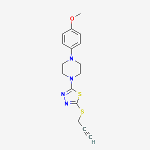 molecular formula C16H18N4OS2 B2624179 2-(4-(4-Methoxyphenyl)piperazin-1-yl)-5-(prop-2-yn-1-ylthio)-1,3,4-thiadiazole CAS No. 1105224-82-5