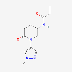 molecular formula C12H16N4O2 B2624180 N-[1-(1-Methylpyrazol-4-yl)-6-oxopiperidin-3-yl]prop-2-enamide CAS No. 2361639-75-8