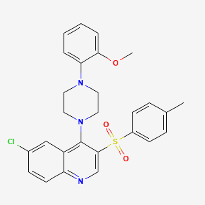 molecular formula C27H26ClN3O3S B2624182 6-CHLORO-4-[4-(2-METHOXYPHENYL)PIPERAZIN-1-YL]-3-(4-METHYLBENZENESULFONYL)QUINOLINE CAS No. 866846-27-7