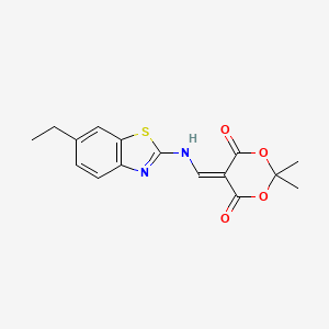 molecular formula C16H16N2O4S B2624187 5-{[(6-Ethyl-1,3-benzothiazol-2-yl)amino]methylidene}-2,2-dimethyl-1,3-dioxane-4,6-dione CAS No. 1105242-08-7