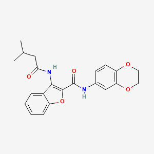 N-(2,3-dihydrobenzo[b][1,4]dioxin-6-yl)-3-(3-methylbutanamido)benzofuran-2-carboxamide