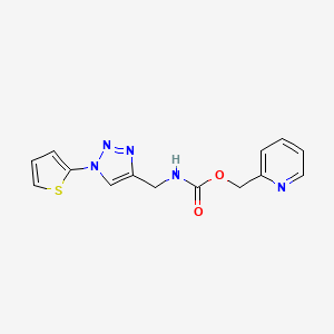 molecular formula C14H13N5O2S B2624206 pyridin-2-ylmethyl ((1-(thiophen-2-yl)-1H-1,2,3-triazol-4-yl)methyl)carbamate CAS No. 2034518-90-4