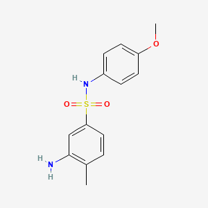 molecular formula C14H16N2O3S B2624222 3-Amino-N-(4-methoxy-phenyl)-4-methyl-benzenesulfonamide CAS No. 326092-30-2