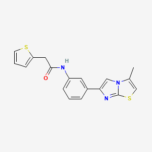 molecular formula C18H15N3OS2 B2624237 N-(3-(3-methylimidazo[2,1-b]thiazol-6-yl)phenyl)-2-(thiophen-2-yl)acetamide CAS No. 893979-88-9