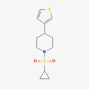 molecular formula C12H17NO2S2 B2624252 1-(Cyclopropylsulfonyl)-4-(thiophen-3-yl)piperidine CAS No. 1396887-05-0