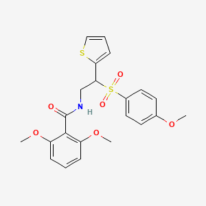 molecular formula C22H23NO6S2 B2624255 2,6-dimethoxy-N-[2-[(4-methoxyphenyl)sulfonyl]-2-(2-thienyl)ethyl]benzamide CAS No. 923244-82-0