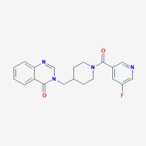 molecular formula C20H19FN4O2 B2624284 3-[[1-(5-Fluoropyridine-3-carbonyl)piperidin-4-yl]methyl]quinazolin-4-one CAS No. 2380085-80-1