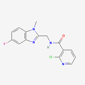 molecular formula C15H12ClFN4O B2624293 2-chloro-N-[(5-fluoro-1-methyl-1H-1,3-benzodiazol-2-yl)methyl]pyridine-3-carboxamide CAS No. 1444404-33-4
